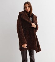 New Look Rust Faux Fur Teddy Long Coat